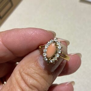 Coral Ring with CZ Surrounding Stones